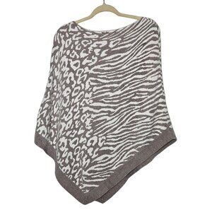 Barefoot Dreams CozyChic Ultra Lite Animal Print Poncho Pull Over Soft Plush OS